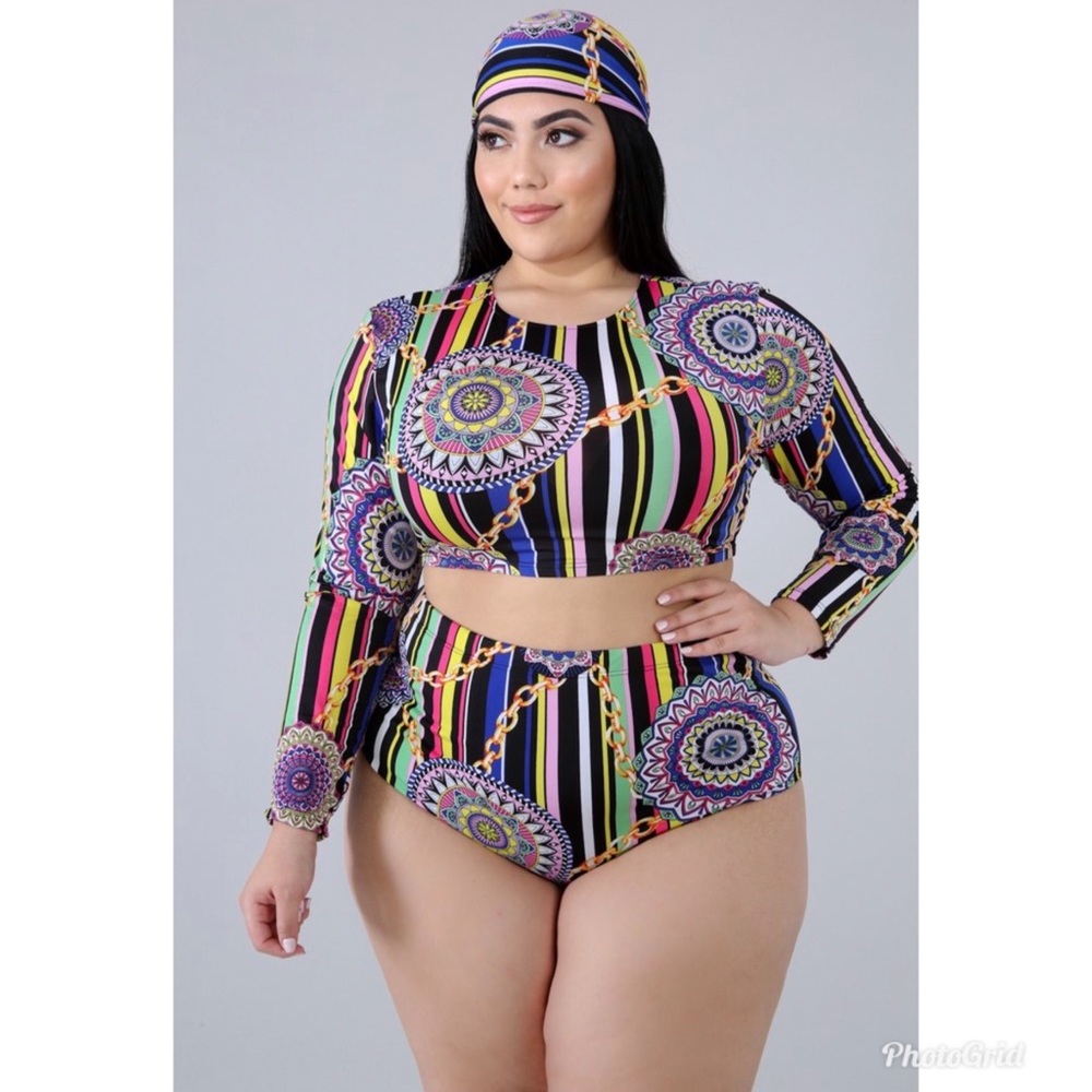 3 piece plus size swimsuit